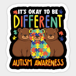 It's OK To Be Different Autism Awareness Bears Sticker